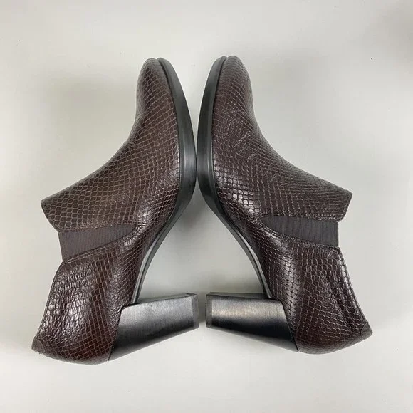Ecco Danish Design Snake Embossed Leather Heel Bootie Brown Women's 39 US 8/8.5 - Picture 9 of 12